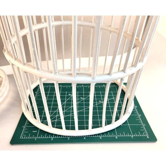 White Wood Decorative Birdcage With Removable Bottom For Plants Or Decor  17" T - Picture 6 of 8